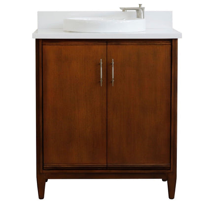 Bellaterra 400901-31-WA-WERD 31" Single Sink Vanity in Walnut Finish with Counter Top and Sink White Quartz