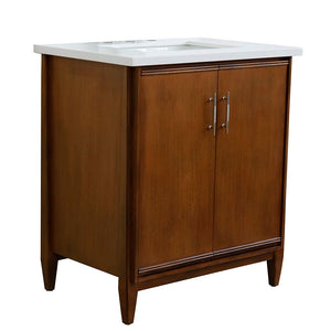 Bellaterra 400901-31-WA-WER 31" Single Sink Vanity in Walnut Finish with Counter Top and Sink White Quartz