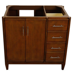 Bellaterra 400901-36L-WA 36" Single Sink Vanity in Walnut Finish - Cabinet Only, Front Top View