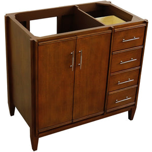 Bellaterra 400901-36L-WA 36" Single Sink Vanity in Walnut Finish - Cabinet Only, Front Top View