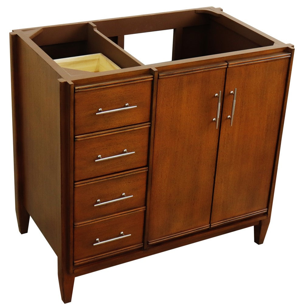 Bellaterra 400901-36L-WA 36" Single Sink Vanity in Walnut Finish - Cabinet Only, Front View