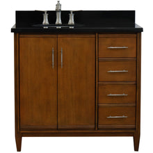 Load image into Gallery viewer, Bellaterra 37&quot; Single Vanity in Walnut Finish with Counter Top and Sink- Left Door/Left Sink 400901-37L-WA, Black Galaxy Granite / Oval, Front