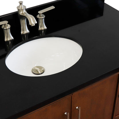 Bellaterra 37" Single Vanity in Walnut Finish with Counter Top and Sink- Left Door/Left Sink 400901-37L-WA, Black Galaxy Granite / Oval, Basin