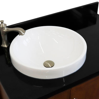 Bellaterra 37" Single Vanity in Walnut Finish with Counter Top and Sink- Left Door/Left Sink 400901-37L-WA, Black Galaxy Granite / Round, Basin