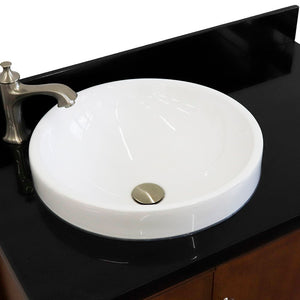 Bellaterra 37" Single Vanity in Walnut Finish with Counter Top and Sink- Left Door/Left Sink 400901-37L-WA, Black Galaxy Granite / Round, Basin