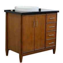 Load image into Gallery viewer, Bellaterra 37&quot; Single Vanity in Walnut Finish with Counter Top and Sink- Left Door/Left Sink 400901-37L-WA, Black Galaxy Granite / Round, Side View