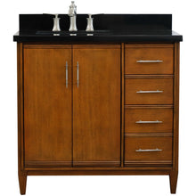 Load image into Gallery viewer, Bellaterra 37&quot; Single Vanity in Walnut Finish with Counter Top and Sink- Left Door/Left Sink 400901-37L-WA, Black Galaxy Granite / Rectangle, Front