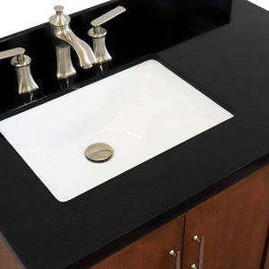 Bellaterra 37" Single Vanity in Walnut Finish with Counter Top and Sink- Left Door/Left Sink 400901-37L-WA, Black Galaxy Granite / Rectangle, Basin