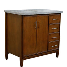 Load image into Gallery viewer, Bellaterra 37&quot; Single Vanity in Walnut Finish with Counter Top and Sink- Left Door/Left Sink 400901-37L-WA, Gray Granite / Oval, Side view