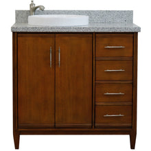 Load image into Gallery viewer, Bellaterra 37&quot; Single Vanity in Walnut Finish with Counter Top and Sink- Left Door/Left Sink 400901-37L-WA, Gray Granite / Round, Front