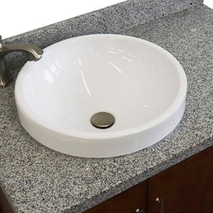 Bellaterra 37" Single Vanity in Walnut Finish with Counter Top and Sink- Left Door/Left Sink 400901-37L-WA, Gray Granite / Round, Basin