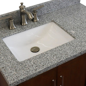 Bellaterra 37" Single Vanity in Walnut Finish with Counter Top and Sink- Left Door/Left Sink 400901-37L-WA, Gray Granite / Rectangle, Basin