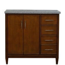 Load image into Gallery viewer, Bellaterra 37&quot; Single Vanity in Walnut Finish with Counter Top and Sink- Left Door/Left Sink 400901-37L-WA, Gray Granite / Rectangle, Front