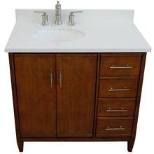 Load image into Gallery viewer, Bellaterra 37&quot; Single Vanity in Walnut Finish with Counter Top and Sink- Left Door/Left Sink 400901-37L-WA, White Quartz / Oval, Front