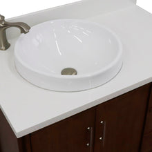 Load image into Gallery viewer, Bellaterra 37&quot; Single Vanity in Walnut Finish with Counter Top and Sink- Left Door/Left Sink 400901-37L-WA, White Quartz / Round, Basin