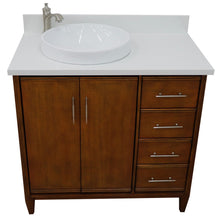 Load image into Gallery viewer, Bellaterra 37&quot; Single Vanity in Walnut Finish with Counter Top and Sink- Left Door/Left Sink 400901-37L-WA, White Quartz / Round, Front