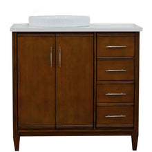 Load image into Gallery viewer, Bellaterra 37&quot; Single Vanity in Walnut Finish with Counter Top and Sink- Left Door/Left Sink 400901-37L-WA, White Quartz / Round, Front
