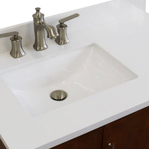 Bellaterra 37" Single Vanity in Walnut Finish with Counter Top and Sink- Left Door/Left Sink 400901-37L-WA, White Quartz / Rectangle, Basin