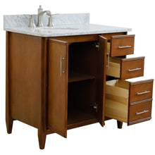 Load image into Gallery viewer, Bellaterra 37&quot; Single Vanity in Walnut Finish with Counter Top and Sink- Left Door/Left Sink 400901-37L-WA, White Carrara Marble / Oval, Open