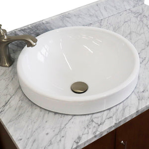 Bellaterra 37" Single Vanity in Walnut Finish with Counter Top and Sink- Left Door/Left Sink 400901-37L-WA, White Carrara Marble / Round, Basin