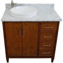 Load image into Gallery viewer, Bellaterra 37&quot; Single Vanity in Walnut Finish with Counter Top and Sink- Left Door/Left Sink 400901-37L-WA, White Carrara Marble / Round, Front
