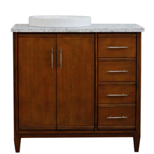 Load image into Gallery viewer, Bellaterra 37&quot; Single Vanity in Walnut Finish with Counter Top and Sink- Left Door/Left Sink 400901-37L-WA, White Carrara Marble / Round, Front