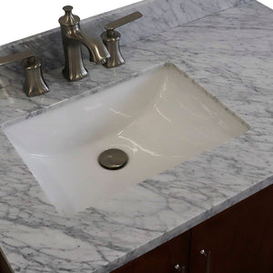 Bellaterra 37" Single Vanity in Walnut Finish with Counter Top and Sink- Left Door/Left Sink 400901-37L-WA, White Carrara Marble / Rectangle, Basin