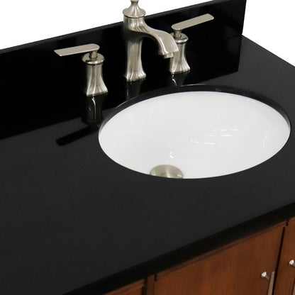 Bellaterra 37" Single Vanity in Walnut Finish with Counter Top and Sink - Right Door/Right Sink 400901-37R-WA, Black Galaxy Granite / Oval, Basin