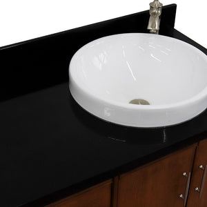 Bellaterra 37" Single Vanity in Walnut Finish with Counter Top and Sink - Right Door/Right Sink 400901-37R-WA, Black Galaxy Granite / Round, Basin