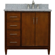 Load image into Gallery viewer, Bellaterra 37&quot; Single Vanity in Walnut Finish with Counter Top and Sink - Right Door/Right Sink 400901-37R-WA, Gray Granite / Oval, Front
