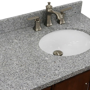 Bellaterra 37" Single Vanity in Walnut Finish with Counter Top and Sink - Right Door/Right Sink 400901-37R-WA, Gray Granite / Oval, Basin