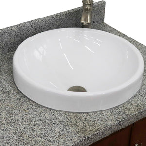 Bellaterra 37" Single Vanity in Walnut Finish with Counter Top and Sink - Right Door/Right Sink 400901-37R-WA, Gray Granite / Round, Basin