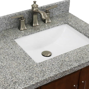 Bellaterra 37" Single Vanity in Walnut Finish with Counter Top and Sink - Right Door/Right Sink 400901-37R-WA, Gray Granite / Rectangle, Basin