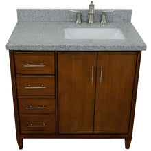 Load image into Gallery viewer, Bellaterra 37&quot; Single Vanity in Walnut Finish with Counter Top and Sink - Right Door/Right Sink 400901-37R-WA, Gray Granite / Rectangle, Top 