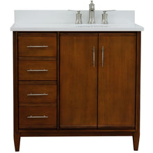 Load image into Gallery viewer, Bellaterra 37&quot; Single Vanity in Walnut Finish with Counter Top and Sink - Right Door/Right Sink 400901-37R-WA, White Quartz / Oval, Front