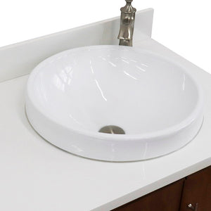 Bellaterra 37" Single Vanity in Walnut Finish with Counter Top and Sink - Right Door/Right Sink 400901-37R-WA, White Quartz / Round, Basin