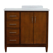 Load image into Gallery viewer, Bellaterra 37&quot; Single Vanity in Walnut Finish with Counter Top and Sink - Right Door/Right Sink 400901-37R-WA, White Quartz / Round, Front