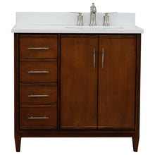 Load image into Gallery viewer, Bellaterra 37&quot; Single Vanity in Walnut Finish with Counter Top and Sink - Right Door/Right Sink 400901-37R-WA, White Quartz / Rectangle, Front