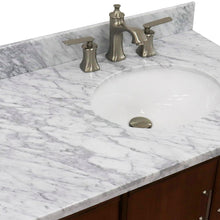Load image into Gallery viewer, Bellaterra 37&quot; Single Vanity in Walnut Finish with Counter Top and Sink - Right Door/Right Sink 400901-37R-WA, White Carrara Marble / Oval, Basin