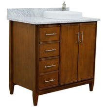 Load image into Gallery viewer, Bellaterra 37&quot; Single Vanity in Walnut Finish with Counter Top and Sink - Right Door/Right Sink 400901-37R-WA, White Carrara Marble / Round, Front