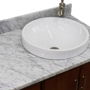 Bellaterra 37" Single Vanity in Walnut Finish with Counter Top and Sink - Right Door/Right Sink 400901-37R-WA, White Carrara Marble / Round, Basin