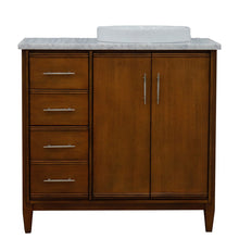 Load image into Gallery viewer, Bellaterra 37&quot; Single Vanity in Walnut Finish with Counter Top and Sink - Right Door/Right Sink 400901-37R-WA, White Carrara Marble / Round, Front