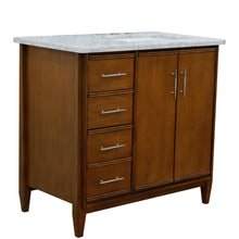 Load image into Gallery viewer, Bellaterra 37&quot; Single Vanity in Walnut Finish with Counter Top and Sink - Right Door/Right Sink 400901-37R-WA, White Carrara Marble / Rectangle, Front