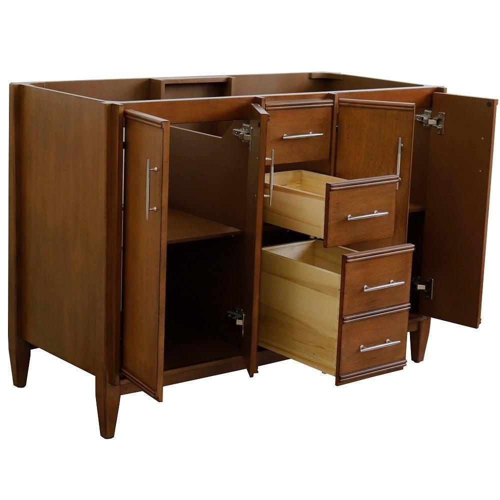 Bellaterra 48" Double Sink Vanity in Walnut Finish - Cabinet Only 400901-48D-WA, Open