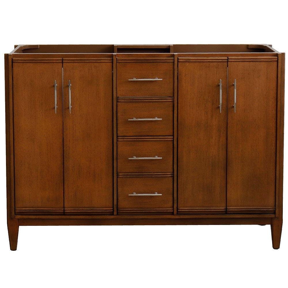 Bellaterra 48" Double Sink Vanity in Walnut Finish - Cabinet Only 400901-48D-WA. Front