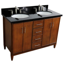Load image into Gallery viewer, Bellaterra 49&quot; Double Sink Vanity in Walnut Finish with Counter Top and Sink 400901-49D-WA, Black Galaxy Granite / Oval, Side view