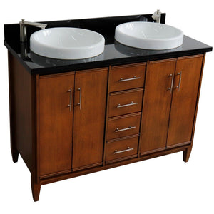 Bellaterra 49" Double Sink Vanity in Walnut Finish with Counter Top and Sink 400901-49D-WA, Black Galaxy Granite / Round, Sideview