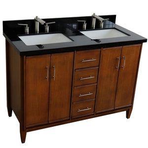 Bellaterra 49" Double Sink Vanity in Walnut Finish with Counter Top and Sink 400901-49D-WA, Black Galaxy Granite / Rectangle, Top View