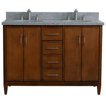 Load image into Gallery viewer, Bellaterra 49&quot; Double Sink Vanity in Walnut Finish with Counter Top and Sink 400901-49D-WA, Gray Granite / Oval, Front