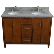 Load image into Gallery viewer, Bellaterra 49&quot; Double Sink Vanity in Walnut Finish with Counter Top and Sink 400901-49D-WA, Gray Granite / Oval, Front
